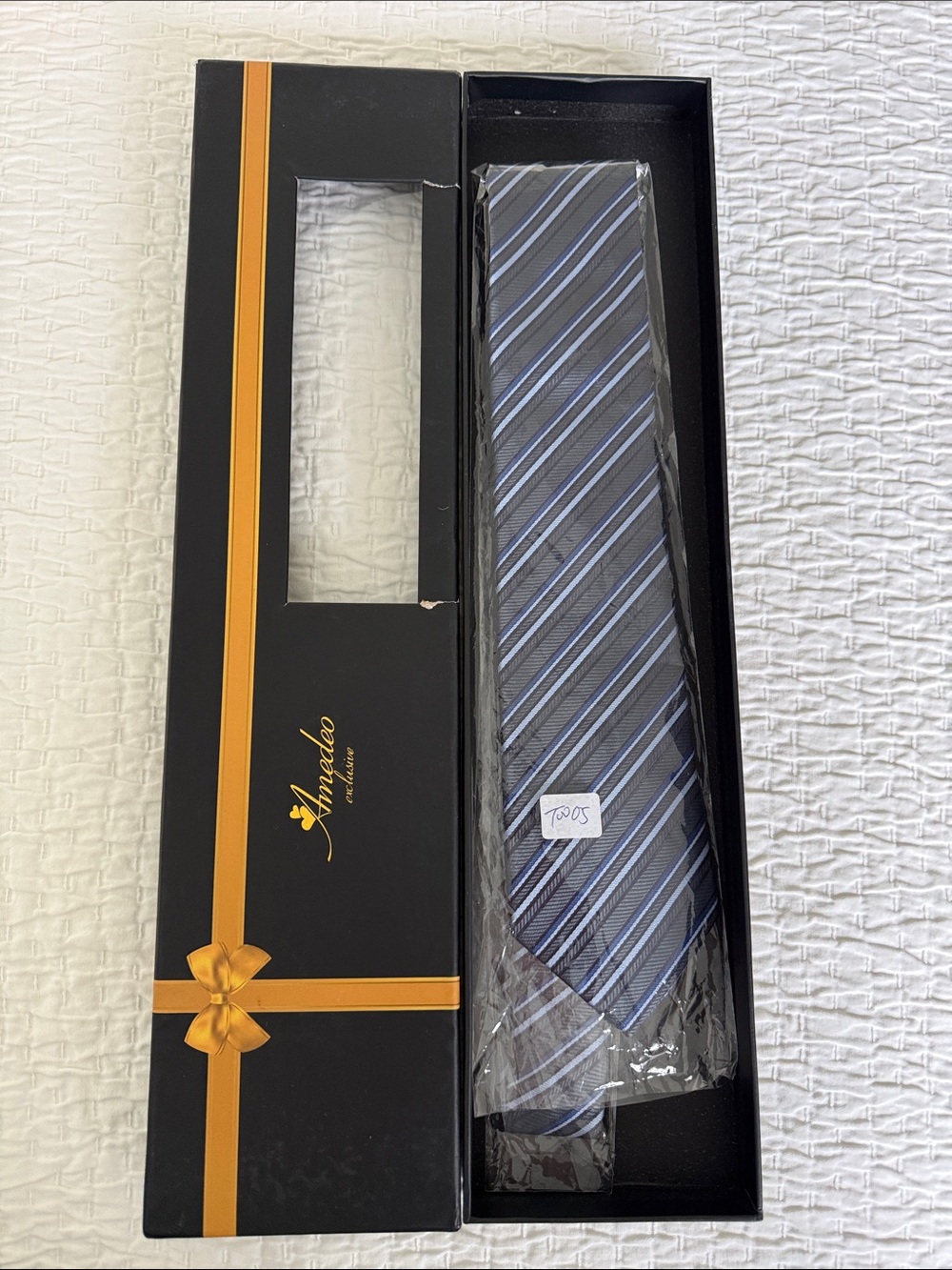 Men's St. Lynn Striped Blue and Grey Tie